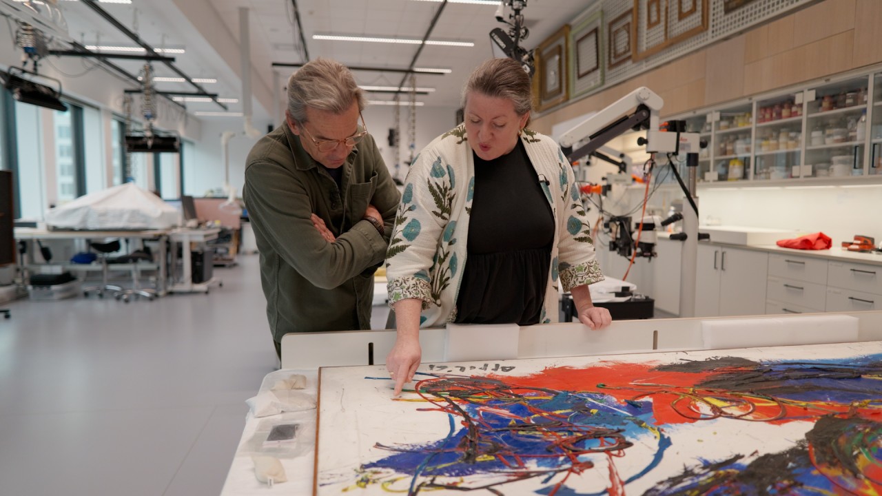 Alastair Miller in conversation with experts at the National Museum of Norway)